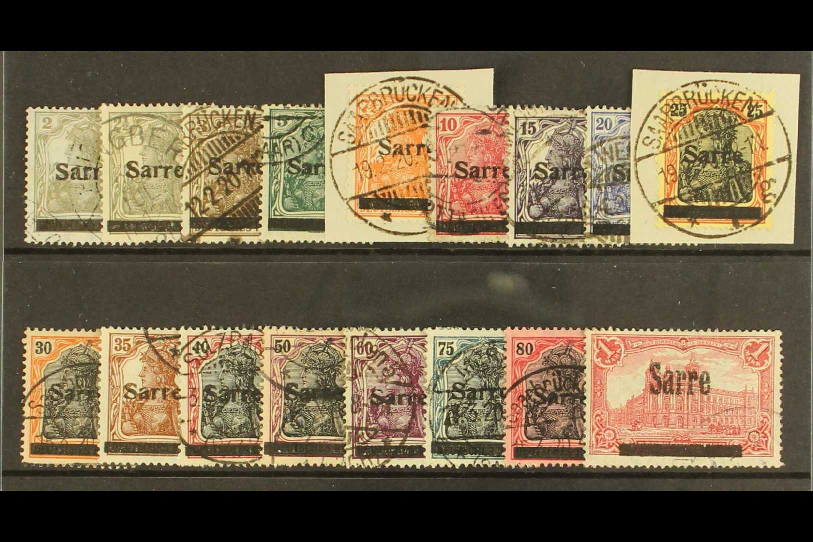 1920 "Sarre" Overprint Set To 1m Carmine Complete, Yv 1/17, Very Fine Used. (18 Stamps) For More Images, Please Visit Ht - Sonstige & Ohne Zuordnung