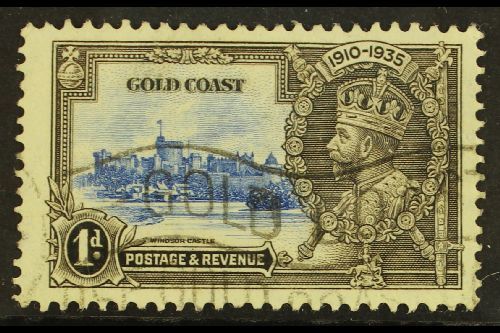 1935 1d Ultramarine & Grey Black "Extra Flagstaff" Variety, SG 113a, Fine Used For More Images, Please Visit Http://www. - Goldküste (...-1957)