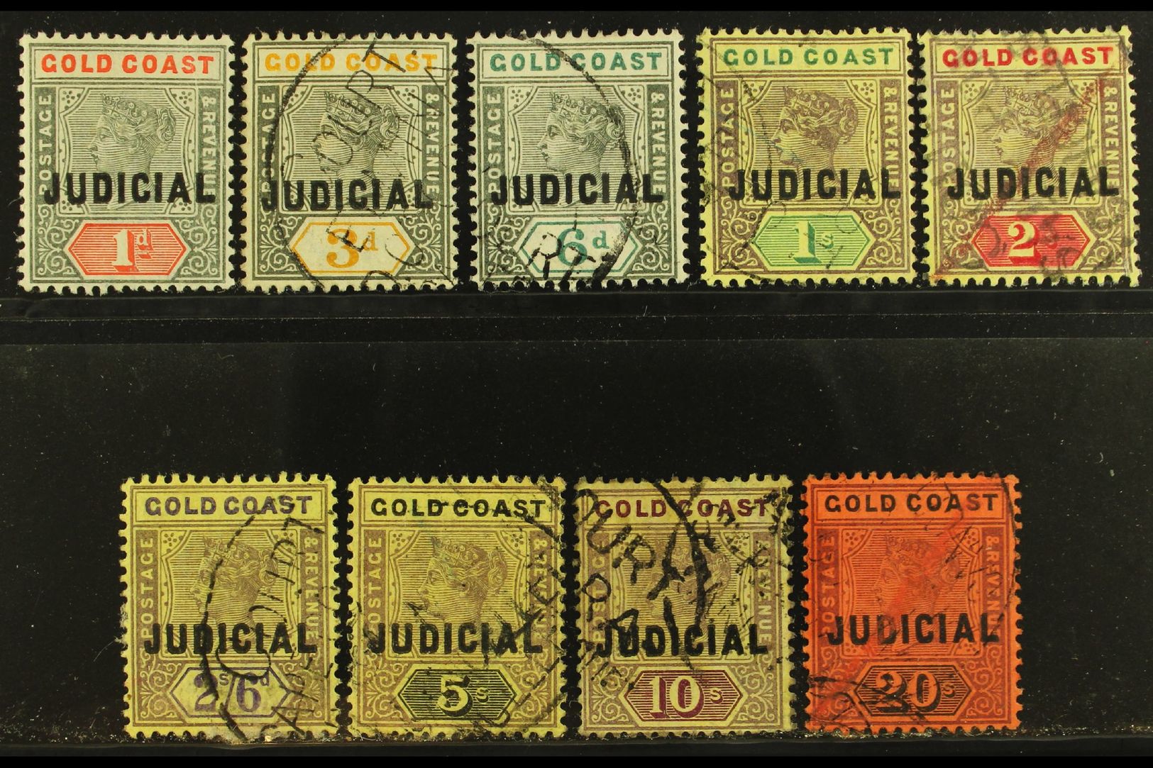 REVENUE STAMPS JUDICIAL 1899 Set To 20s, Barefoot 1/9, Fine Used. (9 Stamps) For More Images, Please Visit Http://www.sa - Goldküste (...-1957)