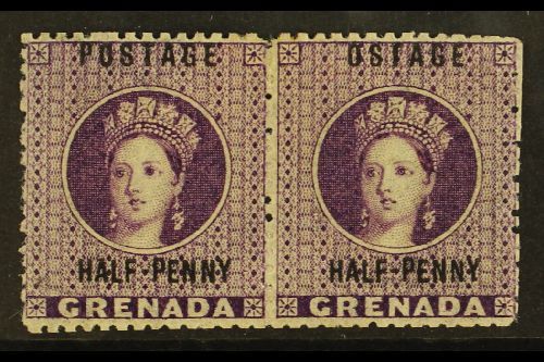 1881 ½d Deep Mauve, Horizontal Pair R/h Stamp Showing The Variety "OSTAGE", SG 21/21c, Very Fine Mint. Ex Sir Gwaine Bai - Grenada (...-1974)