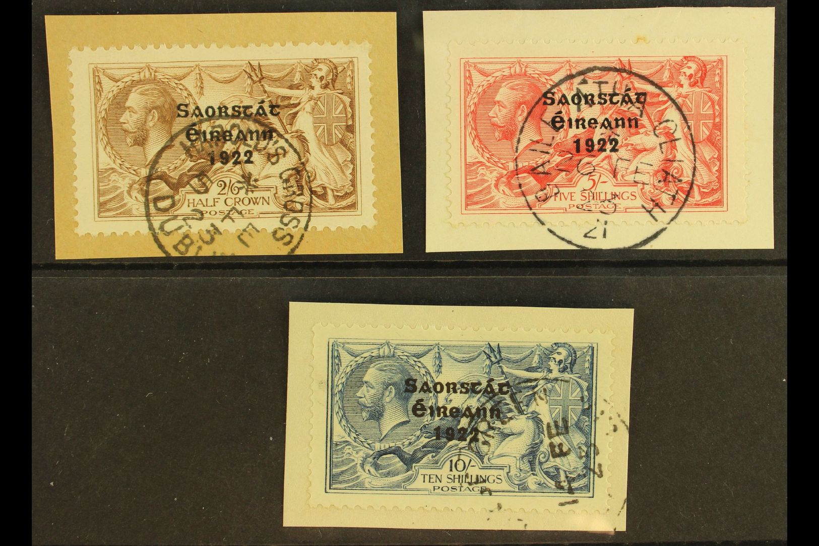 1922-23 SEAHORSES WIDE DATE 2s6d To 10s, SG 64/66, Each On A Piece Tied Feb. 1923 Cds. (3) For More Images, Please Visit - Sonstige & Ohne Zuordnung