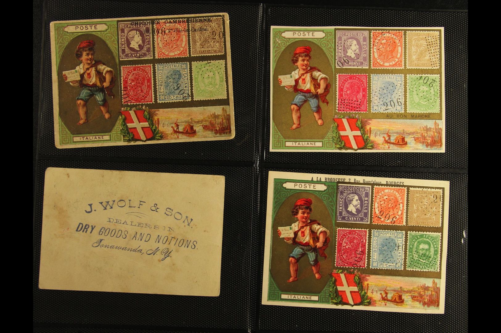 STAMP DESIGNS ON ADVERTISING CARDS A Scarce & Attractive Group Of Colourful Cards, Produced Around 1908 Depicting Colour - Ohne Zuordnung