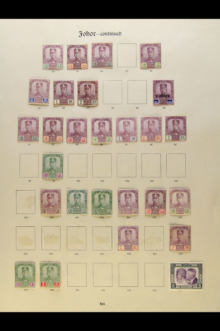 JOHORE 1884-1920 ALL DIFFERENT MINT COLLECTION Presented On Imperial Album Pages. Includes 1896-99 Set To 10c, 1904-10 5 - Altri & Non Classificati