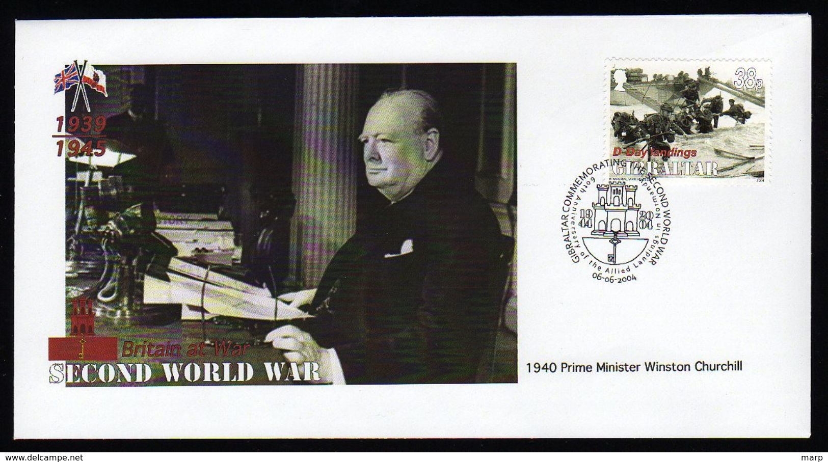 WWII, World War II,Britain At War.Winston Churchill On Cover Gibraltar 2004 - WW2