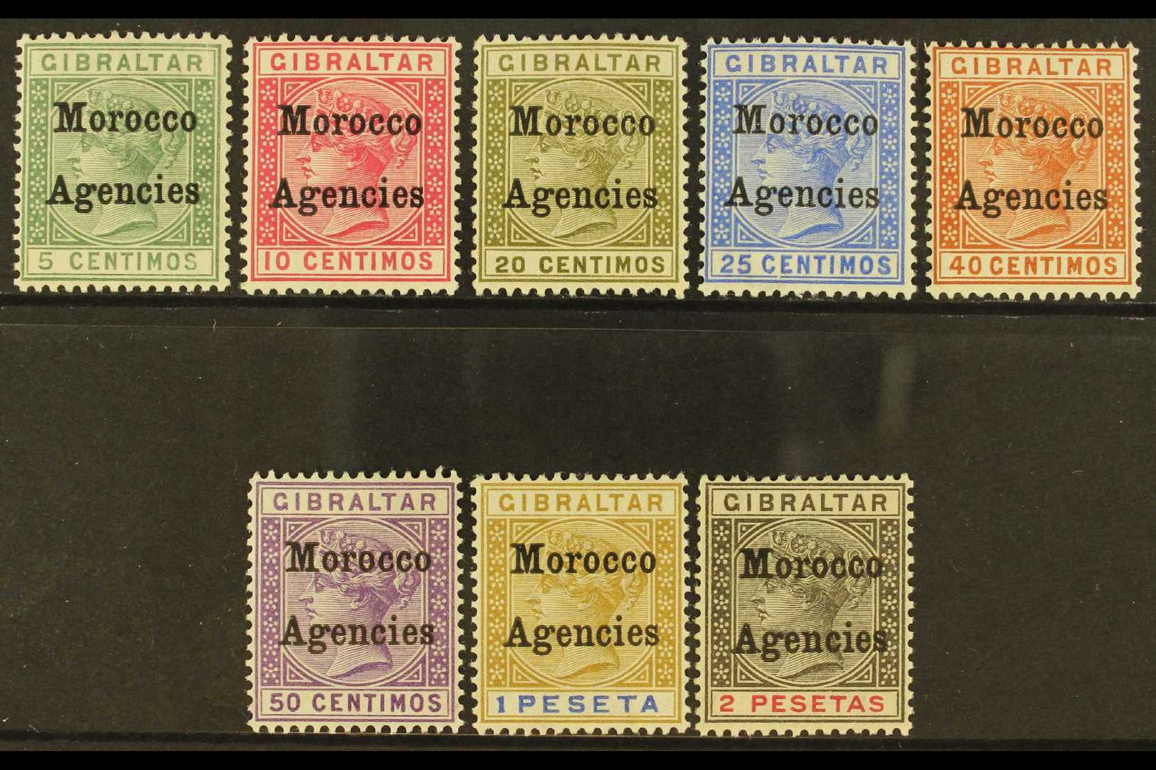 GIBRALTAR ISSUES OVERPRINTED: 1899 Complete Set, SG 9/16, Very Fine Mint. (8) For More Images, Please Visit Http://www.s - Altri & Non Classificati