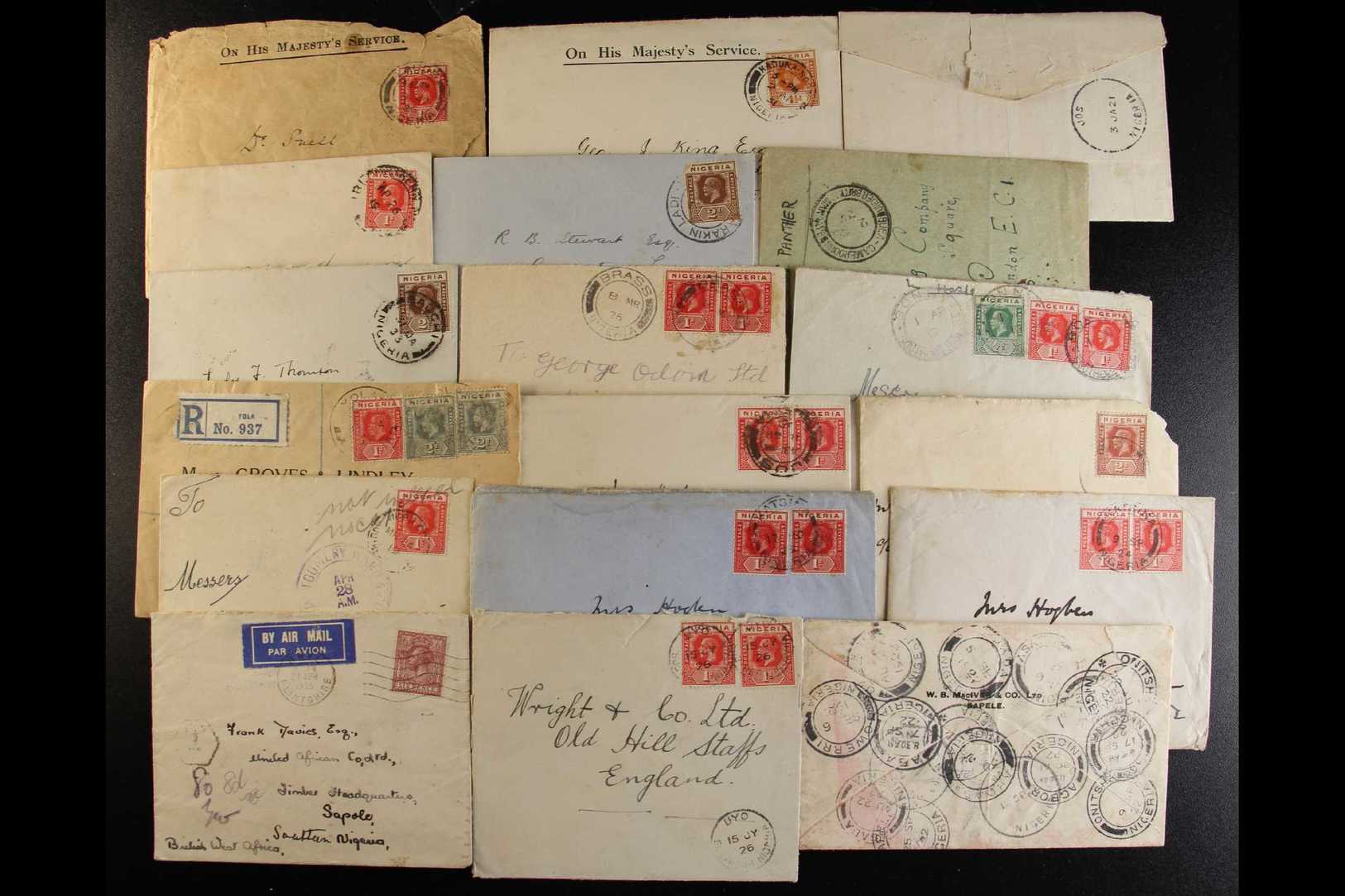 1916-37 COMMERCIAL COVERS COLLECTION An Old Time Assembly Bearing Various King George V Defins And Pictorials And With A - Nigeria (...-1960)