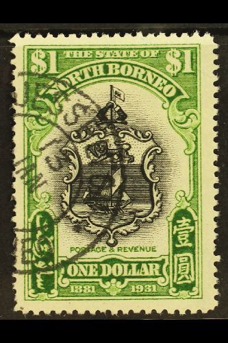 1931 $1 Black And Yellow- Green Anniversary, SG 300, Very Fine Used. For More Images, Please Visit Http://www.sandafayre - Nordborneo (...-1963)