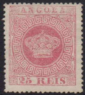 ANGOLA 1875 25 Reis Rose- Carmine Perf 14, Afinsa 4, Mint No Gum, With 2012 Dias Photo Certificate. Scarce, Cat €925 For - Sonstige & Ohne Zuordnung