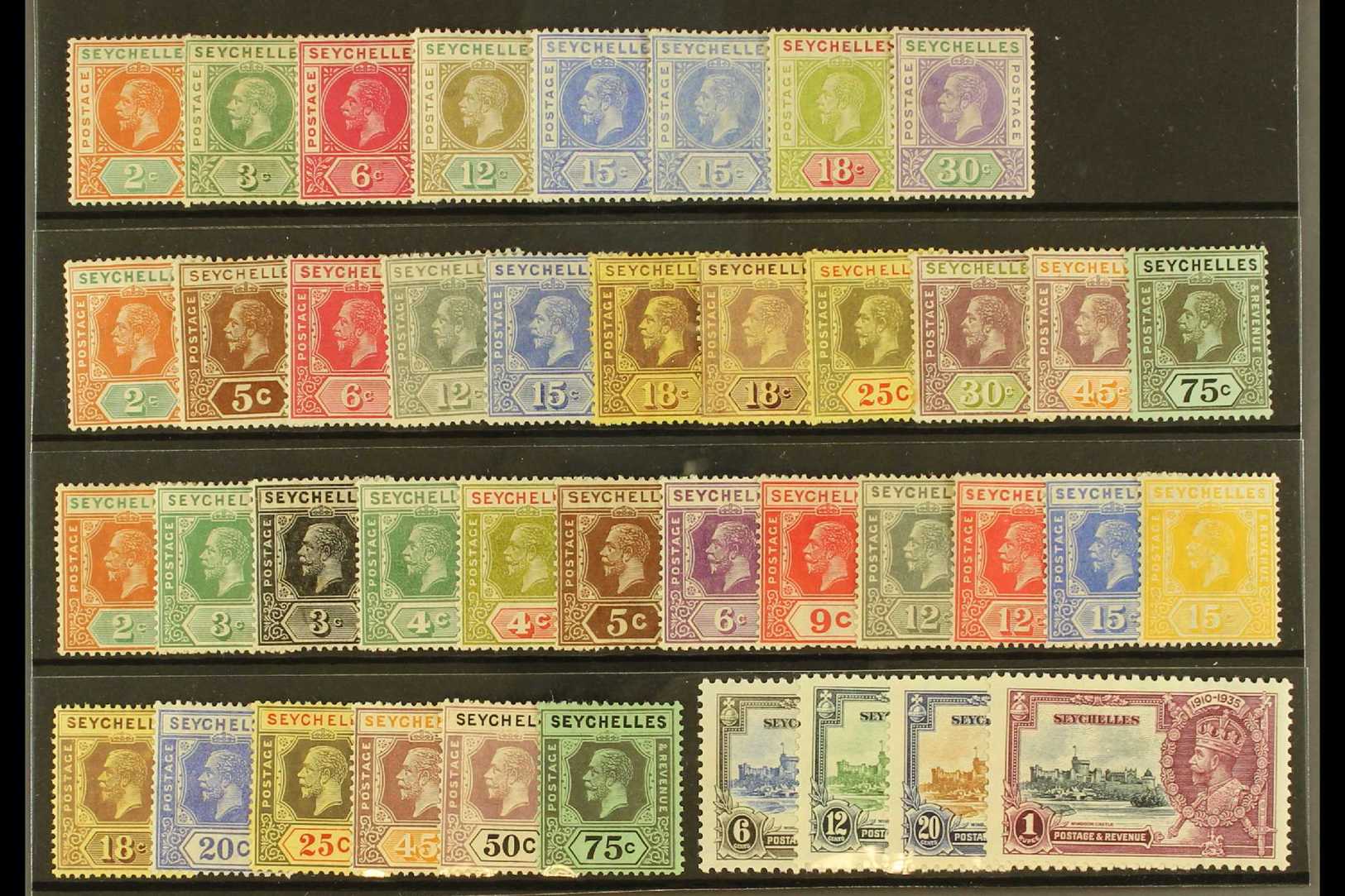 1912-36 ALL DIFFERENT MINT COLLECTION Presented On A Stock Card & Includes 1912-16 Range To 30c, 1917-22 MCA Wmk Range T - Seychellen (...-1976)
