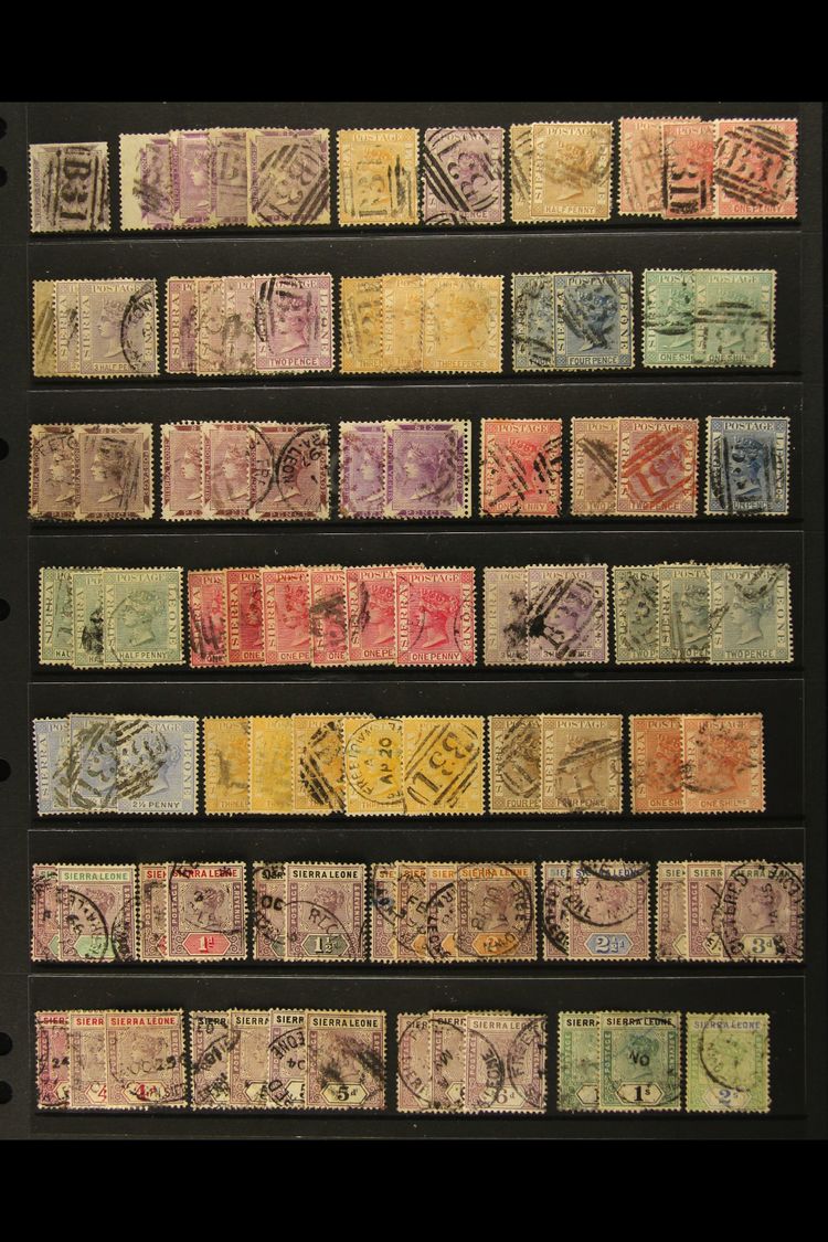1859-1949 USED RANGES With Light Duplication Neatly Arranged On Stock Pages, Inc 1859-74 6d (x5), 1872-73 2d Wmk Upright - Sierra Leone (...-1960)