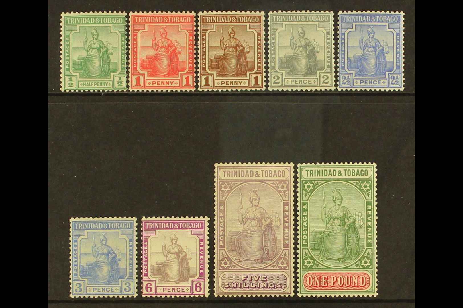 1921-22 Britannia Set, SG 206/15, Never Hinged Mint (9 Stamps) For More Images, Please Visit Http://www.sandafayre.com/i - Trinidad & Tobago (...-1961)