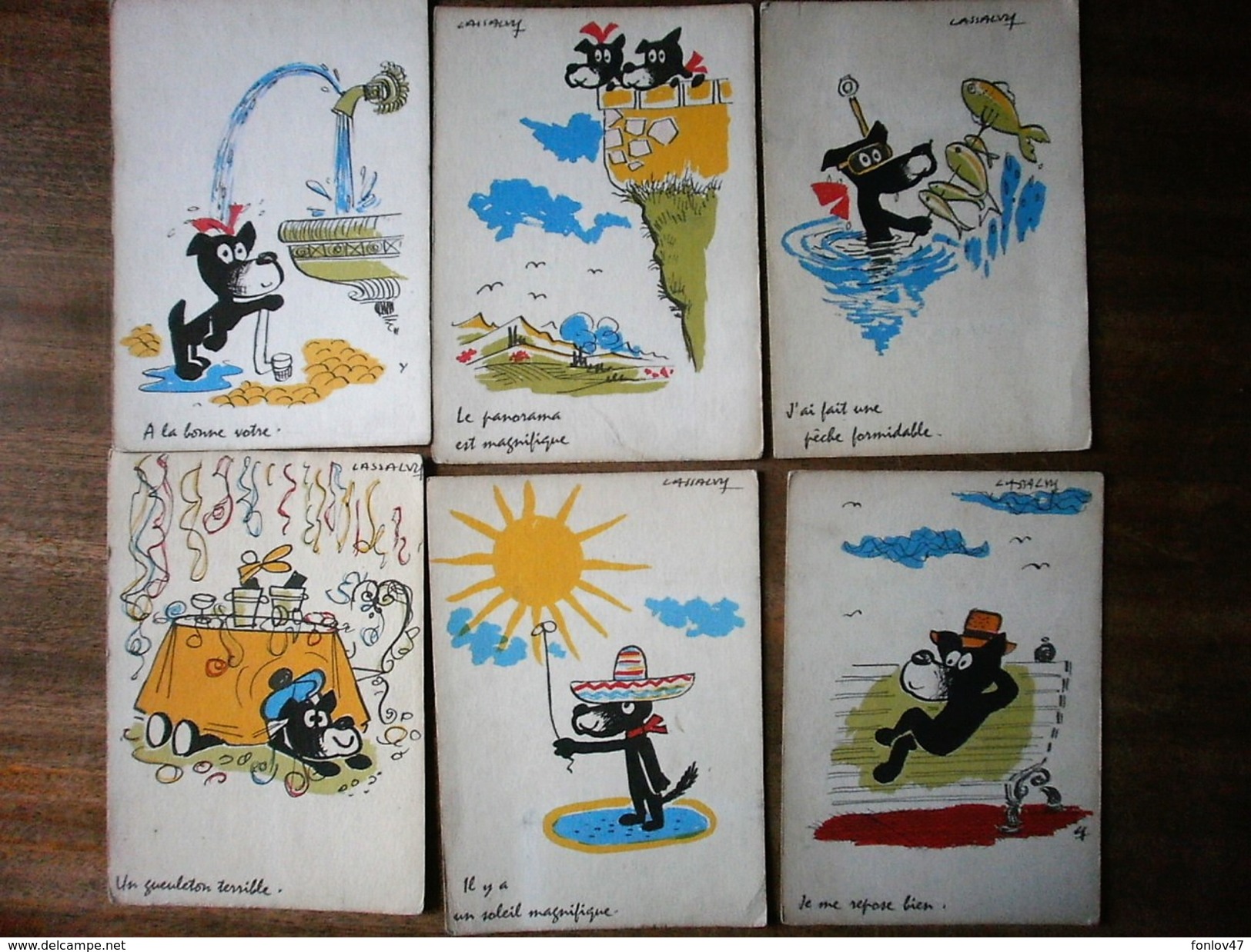 LOT DE 6 CARTES HUMOUR DE LASSALVY - Lassalvy