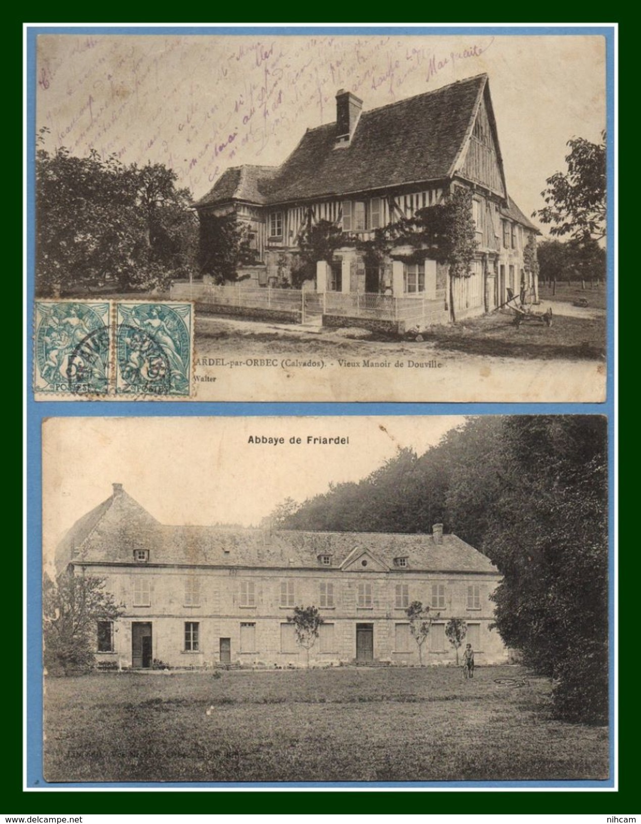 2 CPA Friardel (près  Orbec ) Abbaye Manoir (1CP Devant, Manque Verso Collé) - Autres & Non Classés