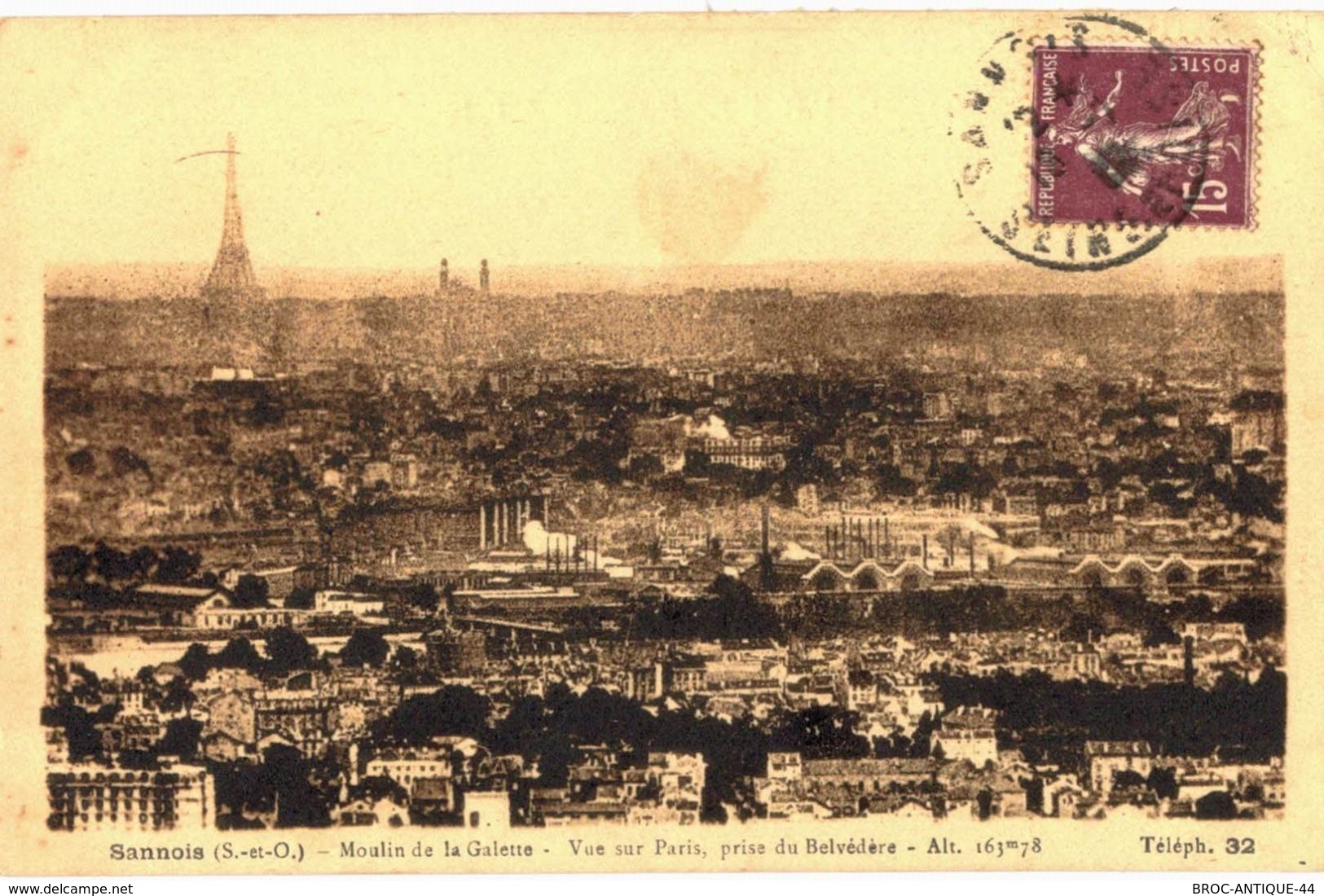 CPA N°16210 - SANNOIS - MOULIN DE LA GALETTE - VUE SUR PARIS, PRISE DU BELVEDERE + UNE - Sannois