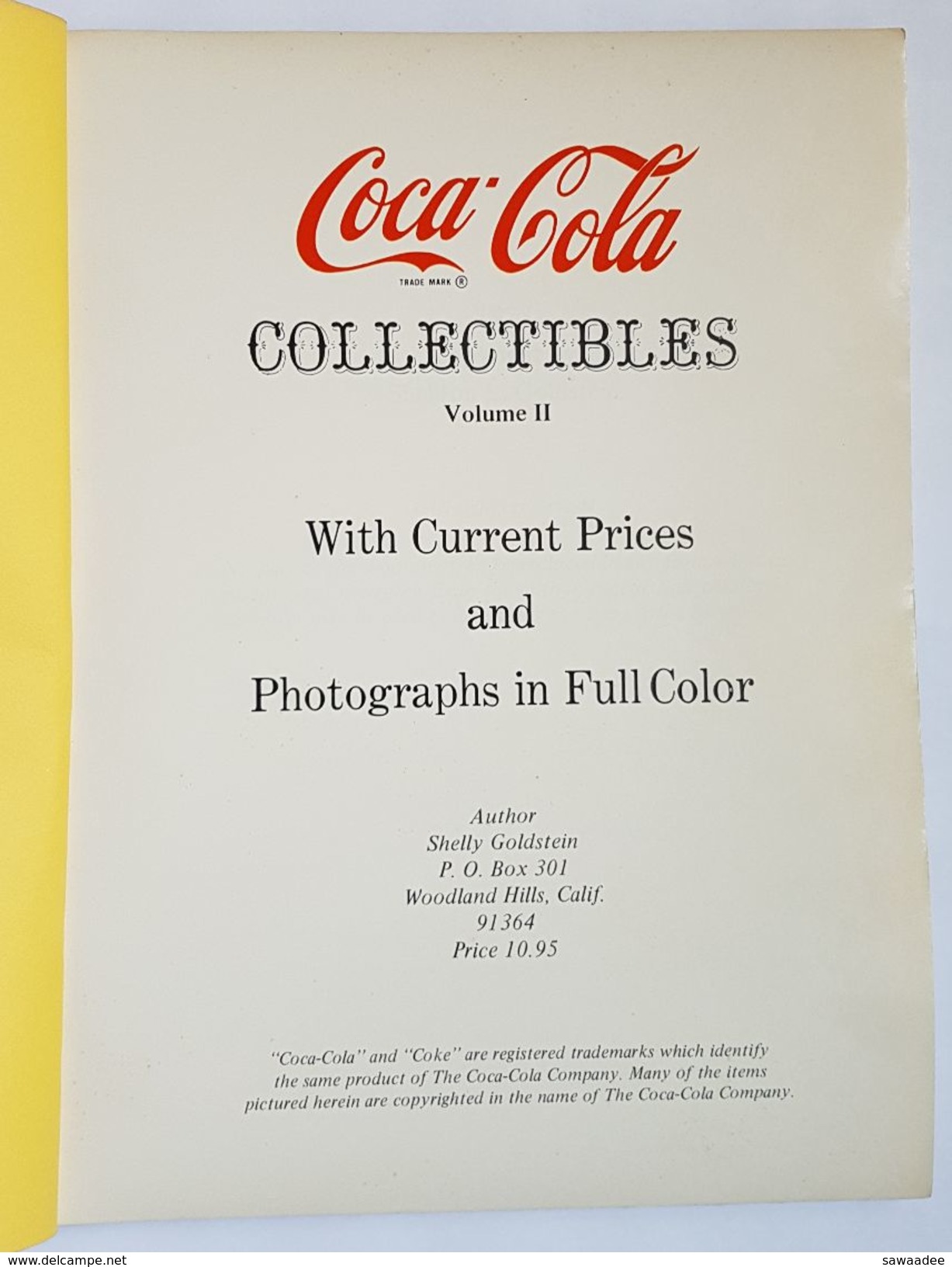 CATALOGUE DE VENTE - U.S.A. - COCA COLA - COLLECTIBLES VOL.II - SHELLY AND HELEN GOLDSTEIN - 1973 - Livres