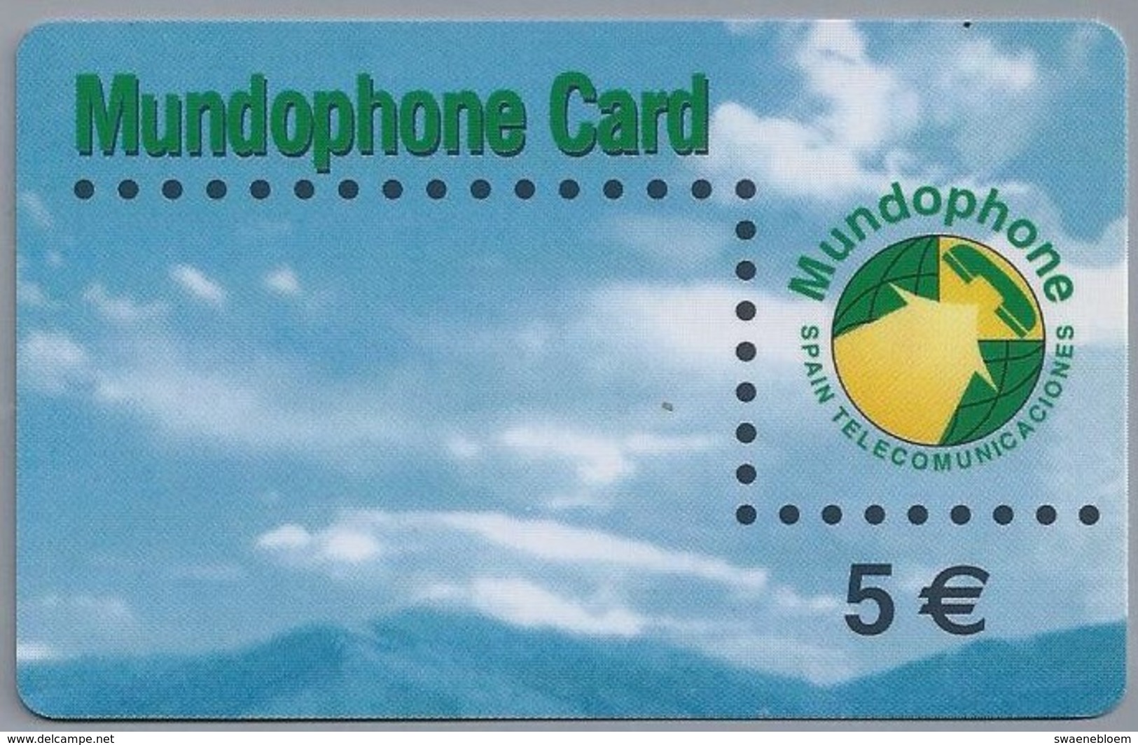 ES.- INTERNATIONAL PHONECARD. MUNDOPHONE CARD. SPAIN TELECOMUNICACIONES - 5 €.- 2 Scans. - Andere & Zonder Classificatie