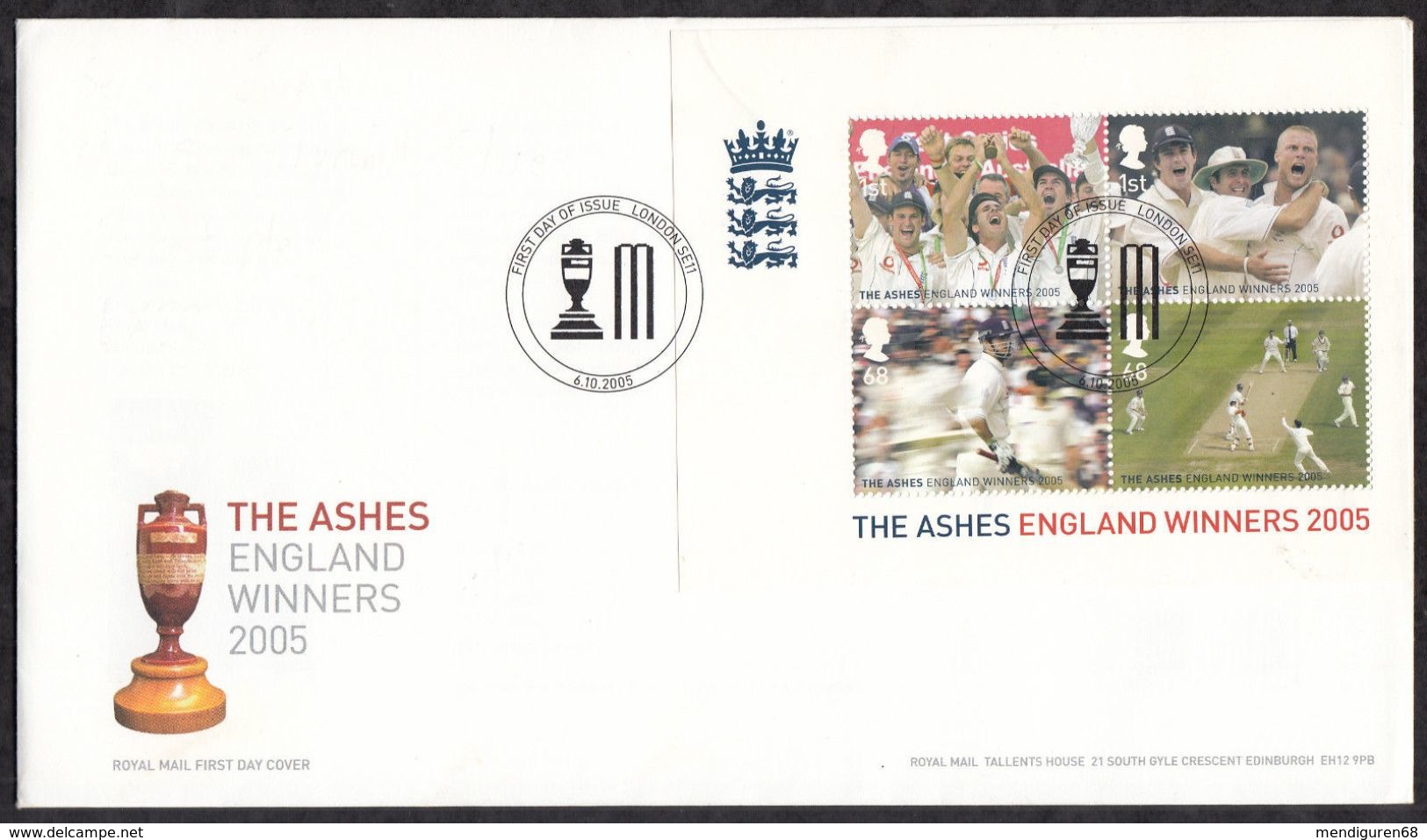 GROSSBRITANNIEN GRANDE BRETAGNE GB 2005 ASHES WINNERS M/S FDC SG MS2573 SC SH2320 MI B27-2344-47 YV  F34-2690-93 - Feuilles, Planches  Et Multiples