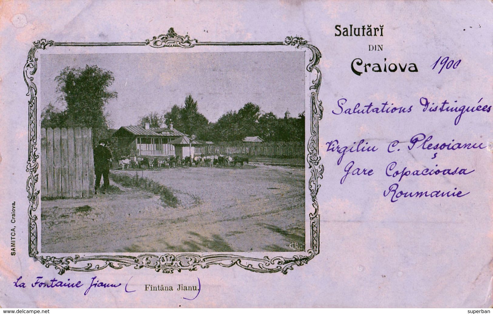 SALUTARI Din CRAIOVA : FÎNTÂNA JIANU - SAMITCA - CARTE PRÉCURSEUR / FORERUNNER ~ 1900 - RARE !!! (ab252) - Roumanie