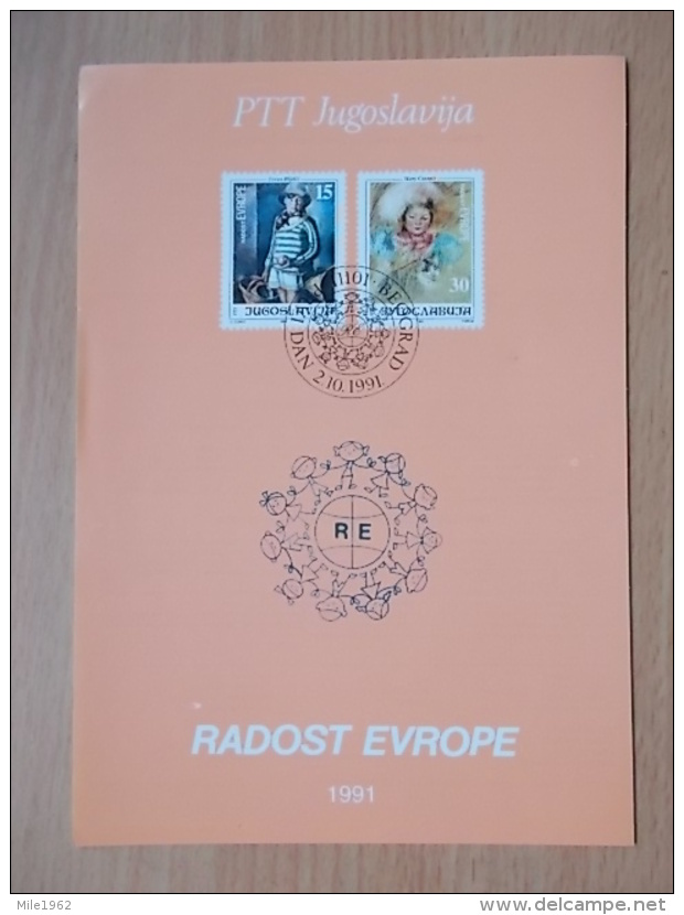 Kov 3029 - FIRST DAY, 1991, YUGOSLAVIA, BLOCK , RADOST EVROPE - Sonstige & Ohne Zuordnung