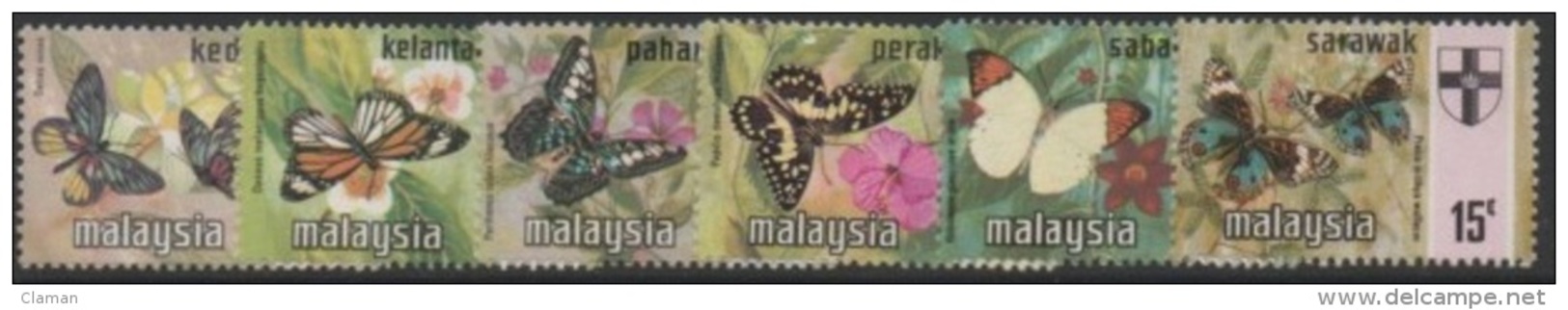 Malaysia 1970 Butterflies-Papillons-Schmetterlinge-Farfalle (Kedah/Kelantan/Sabah/Sarawak/Pahang/Perak) ** - Malaysia (1964-...)