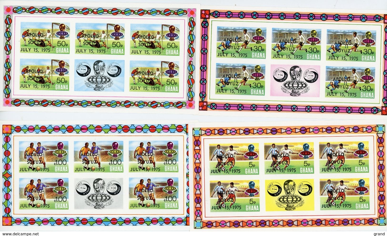 Ghana 1974-Coupe Du Monde De Football--MI 564/71-Les 4 Feuillets***MNH-NON Dentelé-Surcharge Apollo,Soyouz - 1974 – Germania Ovest