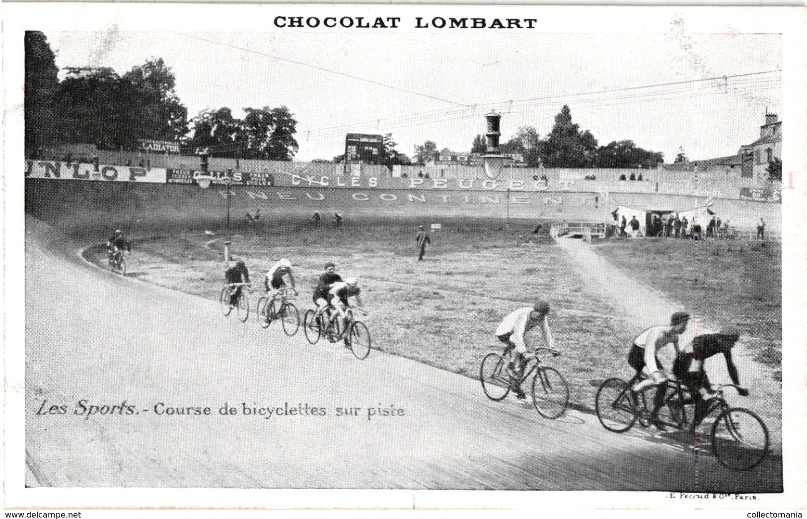 1Paris  CPA Cors De Bicyclettes Sur Piste PUB Chocolat Lombart - Radsport