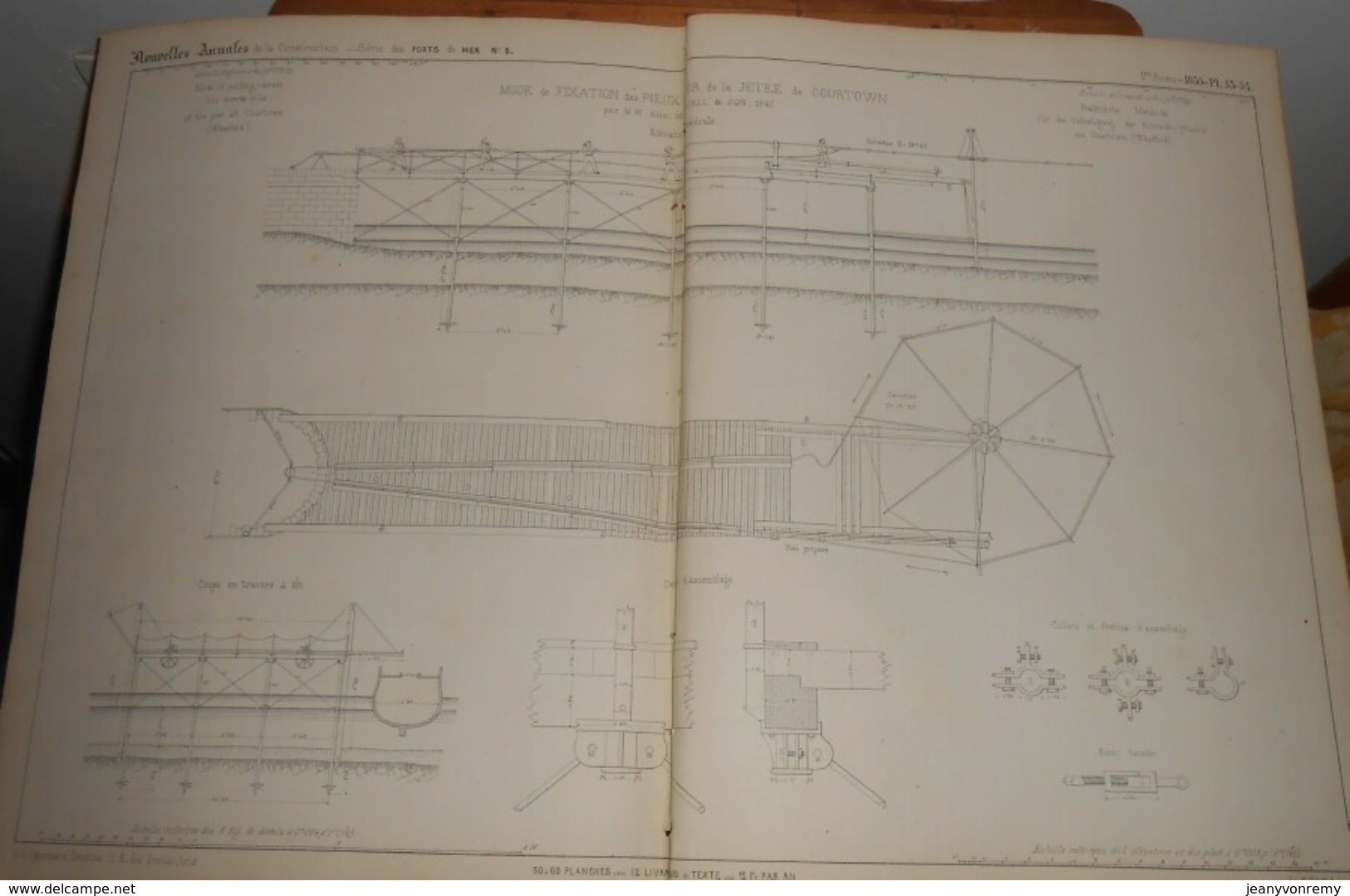 Plan Des Fixations Des Pieux à Vis De La Jetée De Courtown En Irlande. 1855. - Travaux Publics