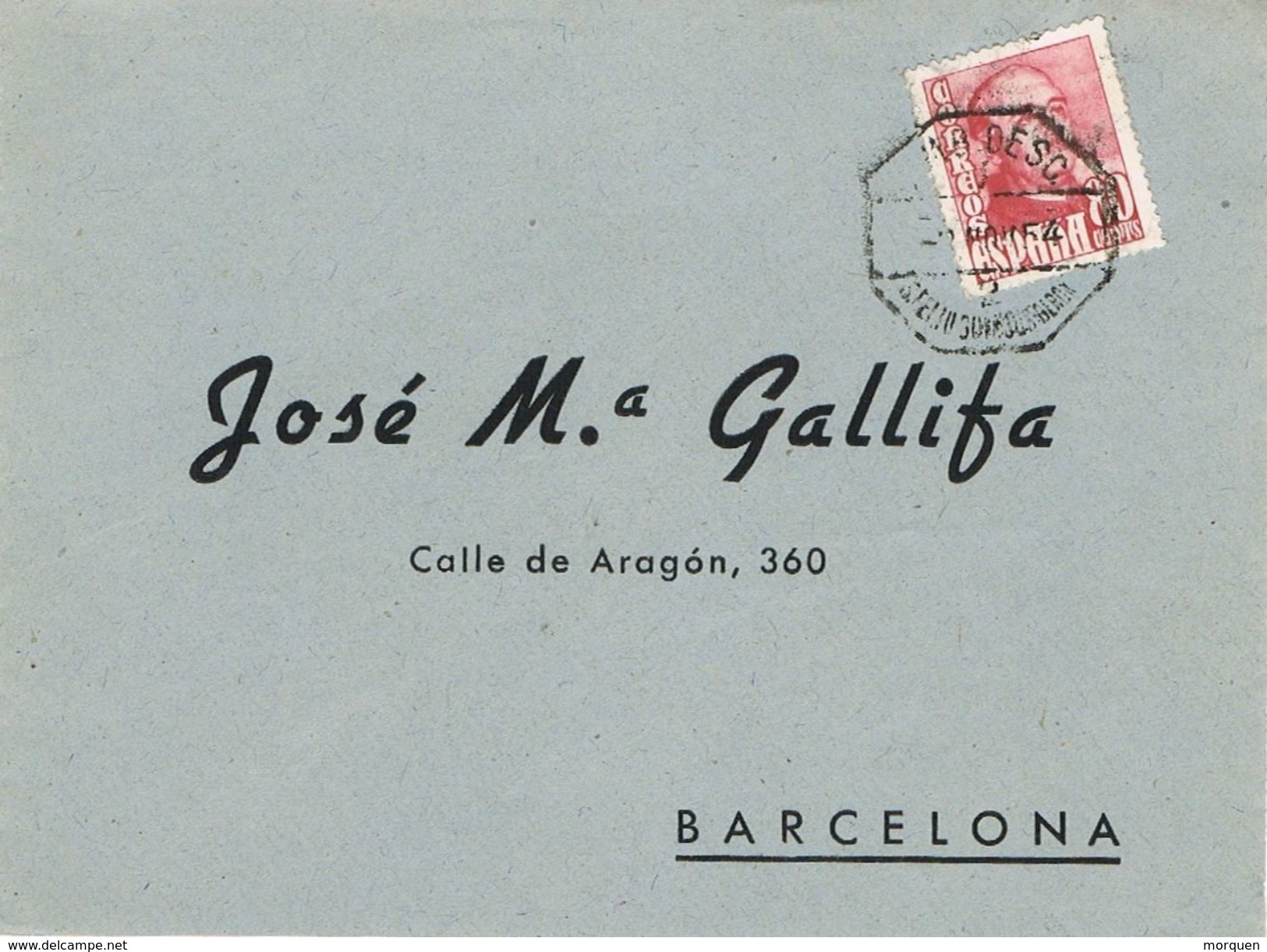 26736. Frontal A Barcelona 1954. AMBULANTE Ferrocarril San Feliu De Guixols- Berga - Lettres & Documents