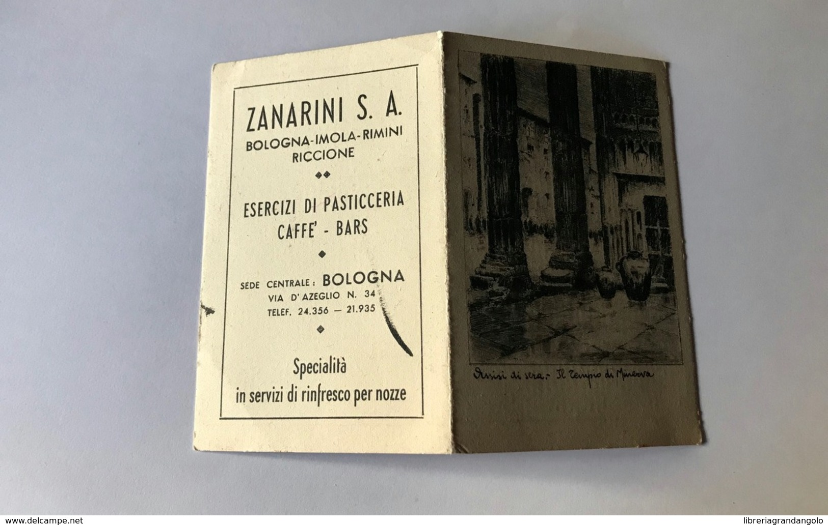 Calendarietto Barbiere Assisi Di Sera: Il Tempio Di Minerva Zanarini 1938 - Altri & Non Classificati