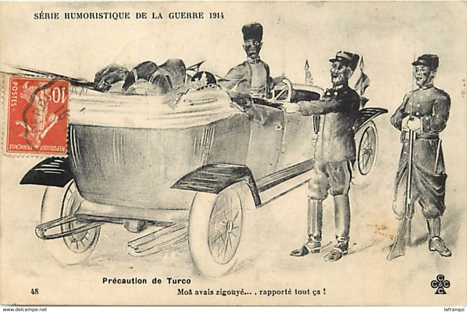Guerre 1914-18 -ref L800- Illustrateurs - Illustrateur -humour -serie Humoristique - Precaution De Turcos -automobile  - - War 1914-18