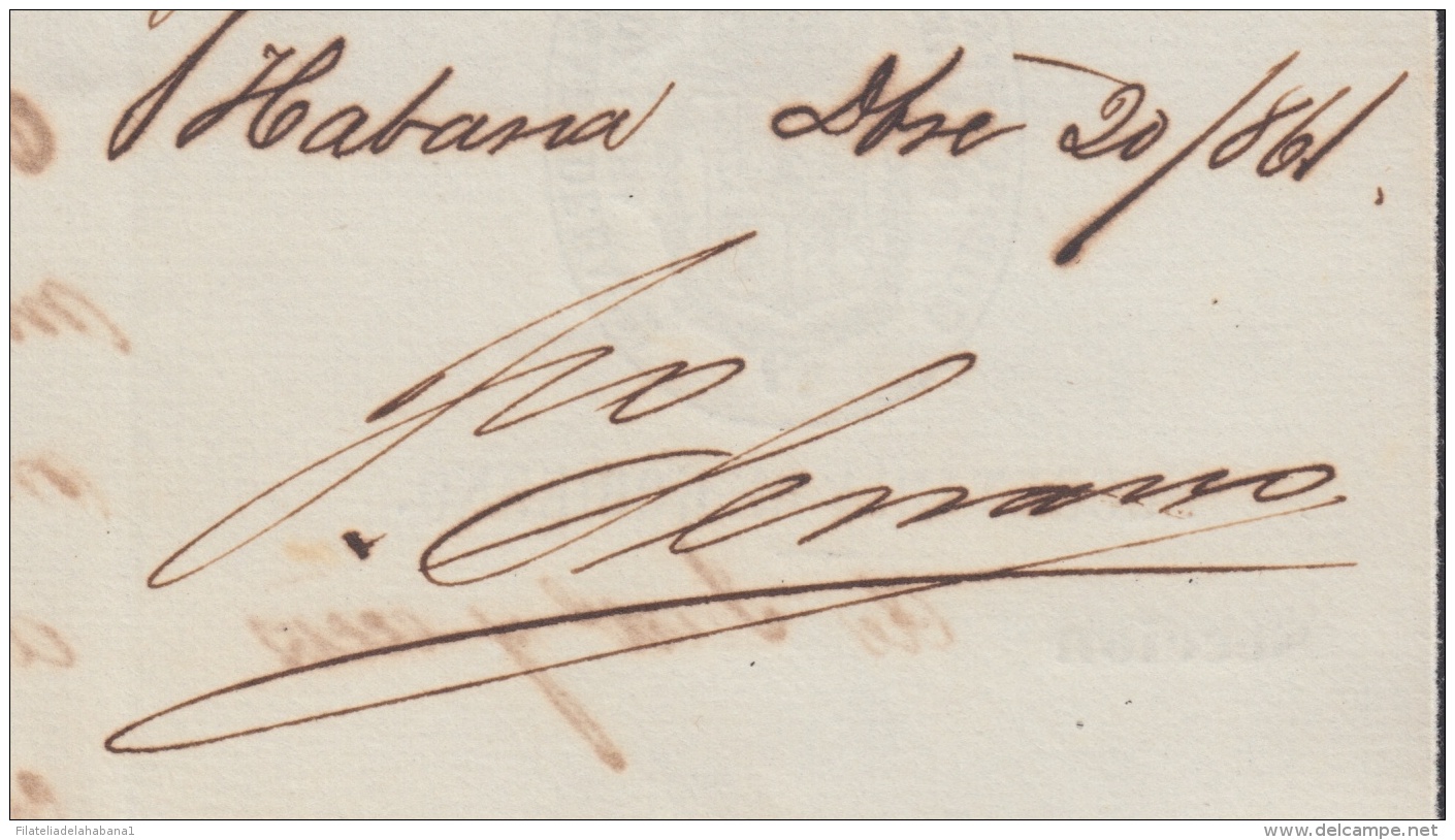 BE645 CUBA SPAIN ESPAÑA 1861 AUTOGRAPH CAPTAIN GENERAL FRANCISCO SERRANO DOC - Other & Unclassified