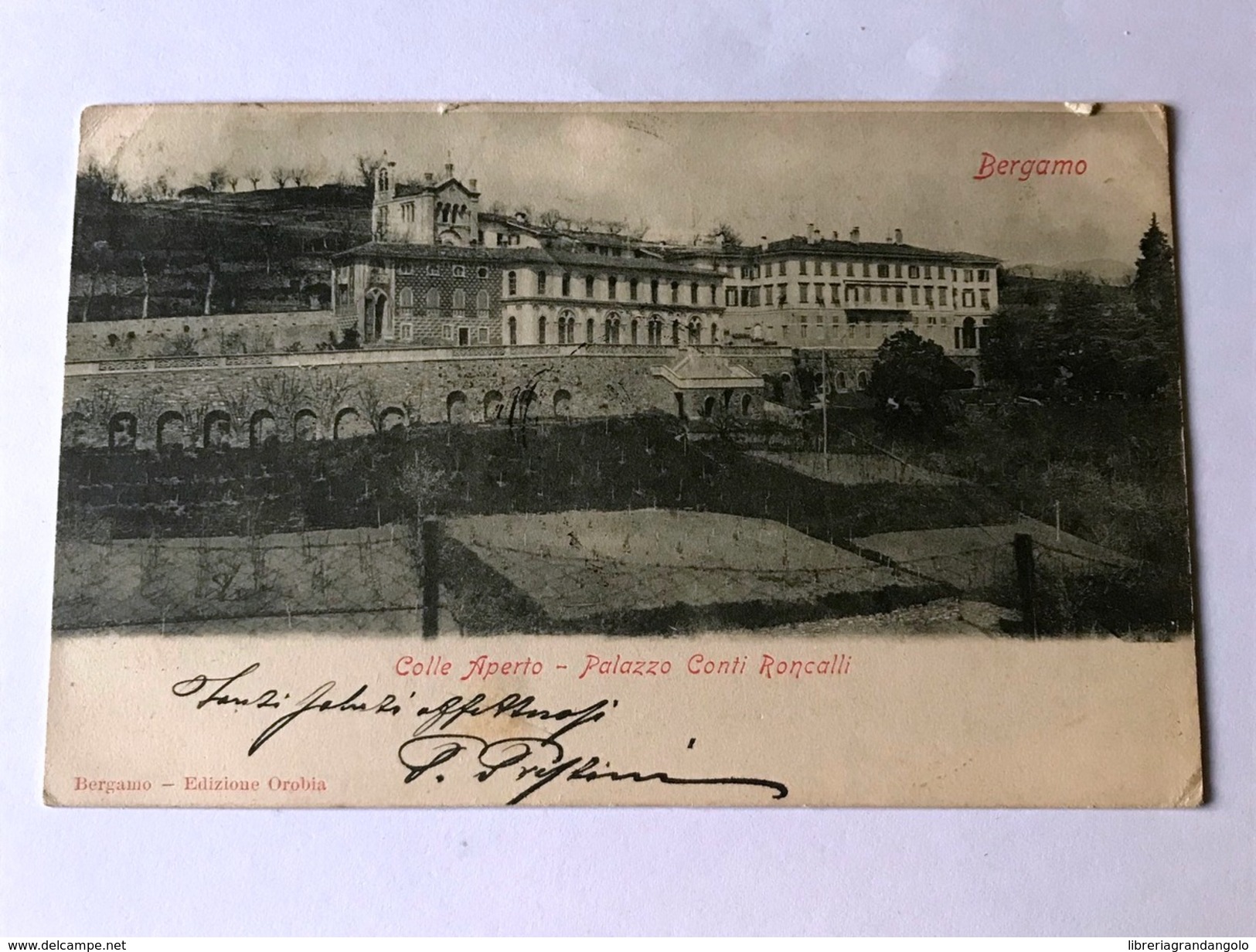 Cartolina Colle Aperto Bergamo Palazzo Conti Roncalli 1907 Viaggiata - Bergamo