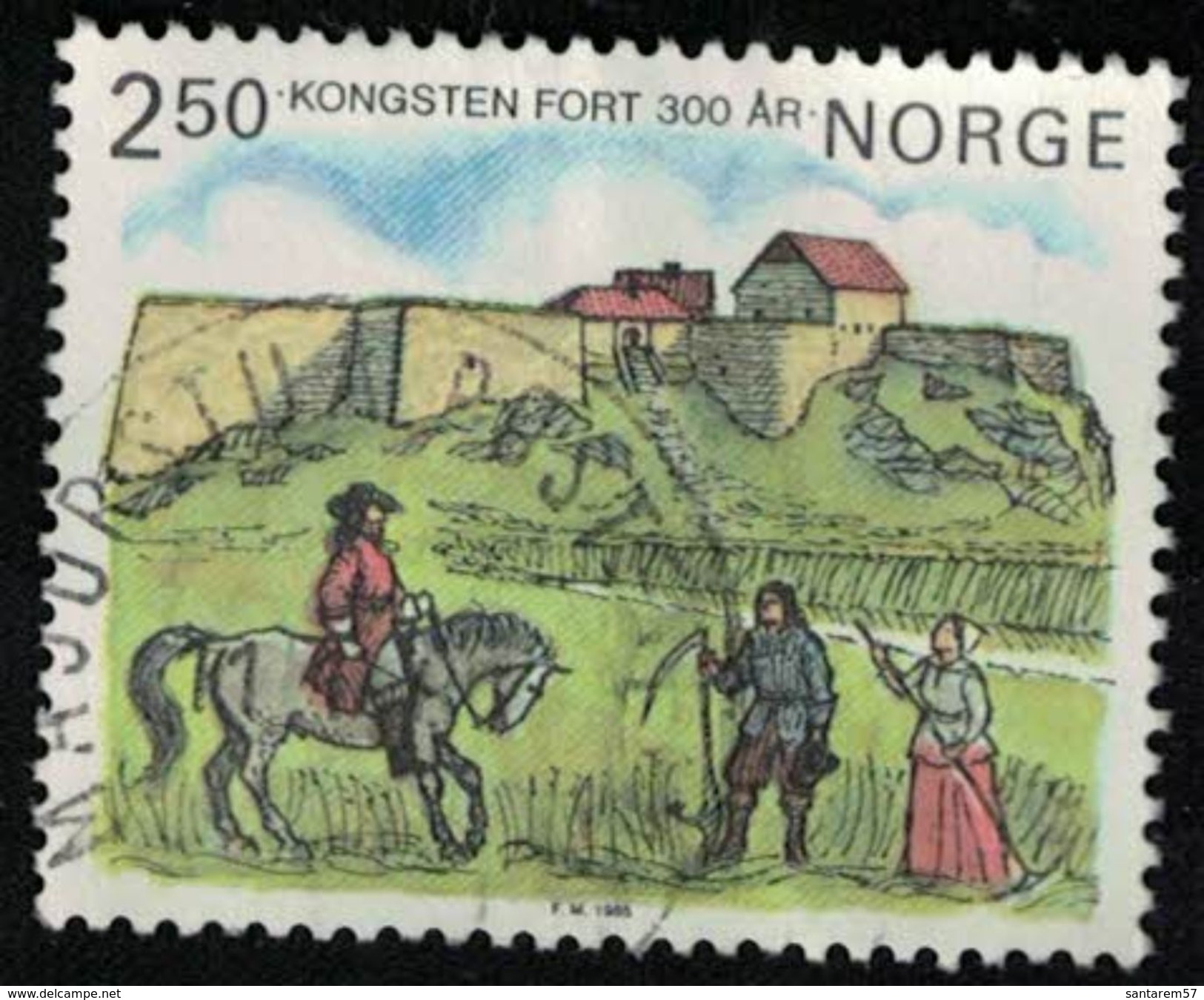 Norvège 1985 Oblitéré Rond Used Scène Champêtre Devant Le Fort De Kongsten SU - Gebraucht
