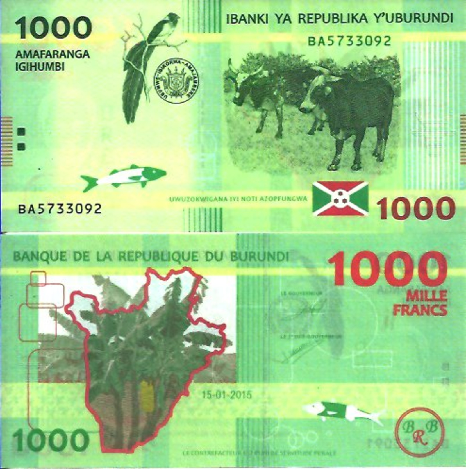 BURUNDI - 1000 FRANCS 2015 - Pick 51 UNC - Burundi