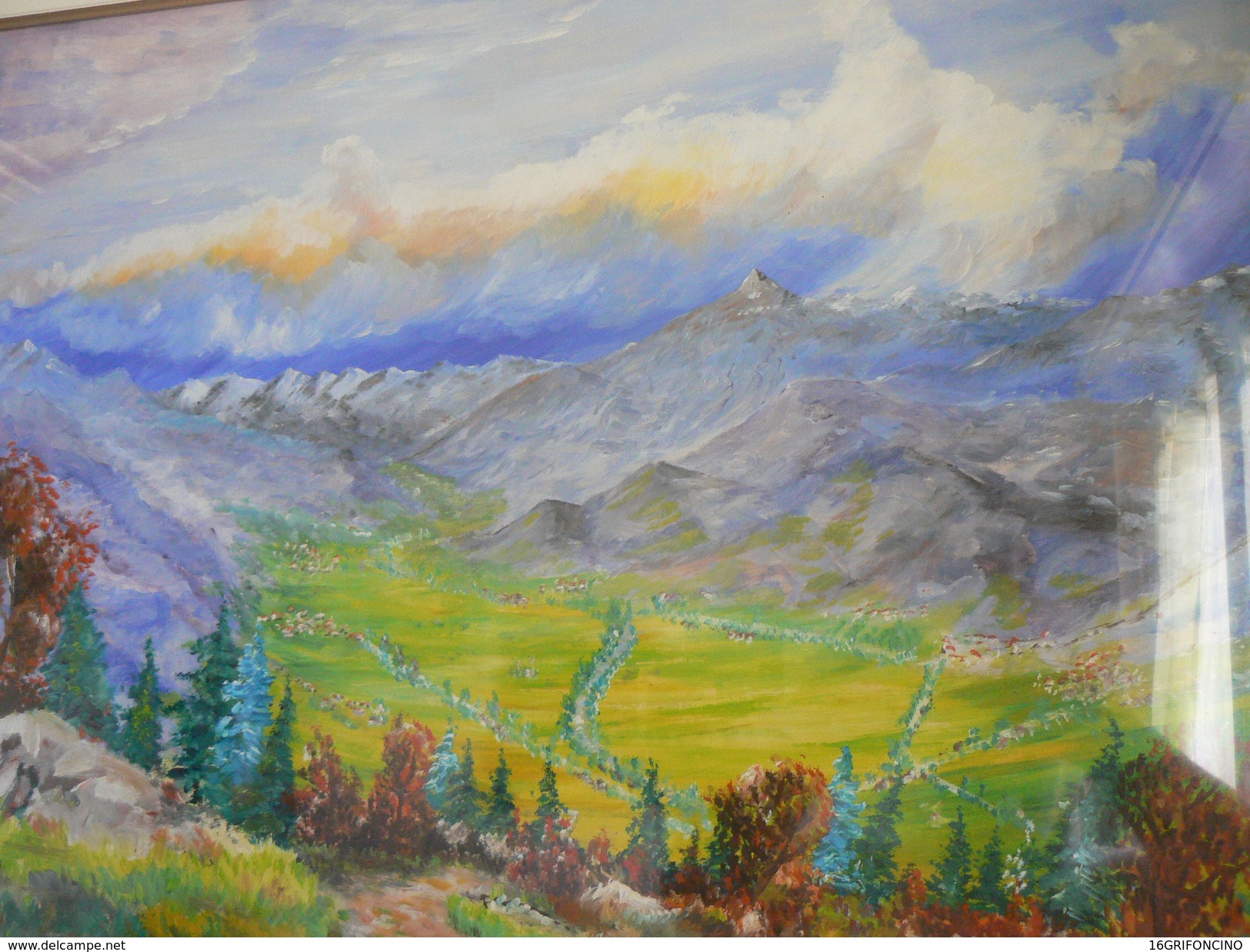 VERY BEAUTIFUL PICTURE PROF.MACCHIOLO PIETRO "OREIP" 52 X 72 Cm..///..LA VALLE SUSA VISTA DAL PITTORE MACCHIOLO PIETRO - Huiles