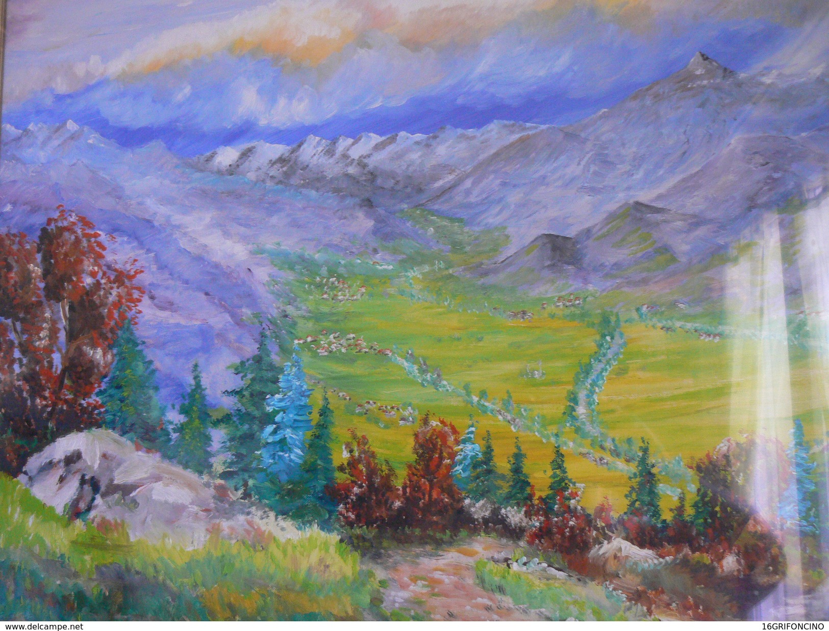 VERY BEAUTIFUL PICTURE PROF.MACCHIOLO PIETRO "OREIP" 52 X 72 cm..///..LA VALLE SUSA VISTA DAL PITTORE MACCHIOLO PIETRO