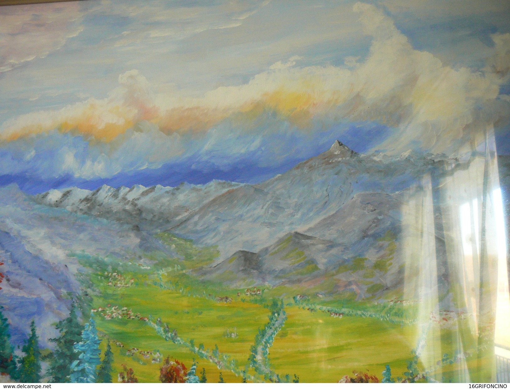 VERY BEAUTIFUL PICTURE PROF.MACCHIOLO PIETRO "OREIP" 52 X 72 cm..///..LA VALLE SUSA VISTA DAL PITTORE MACCHIOLO PIETRO