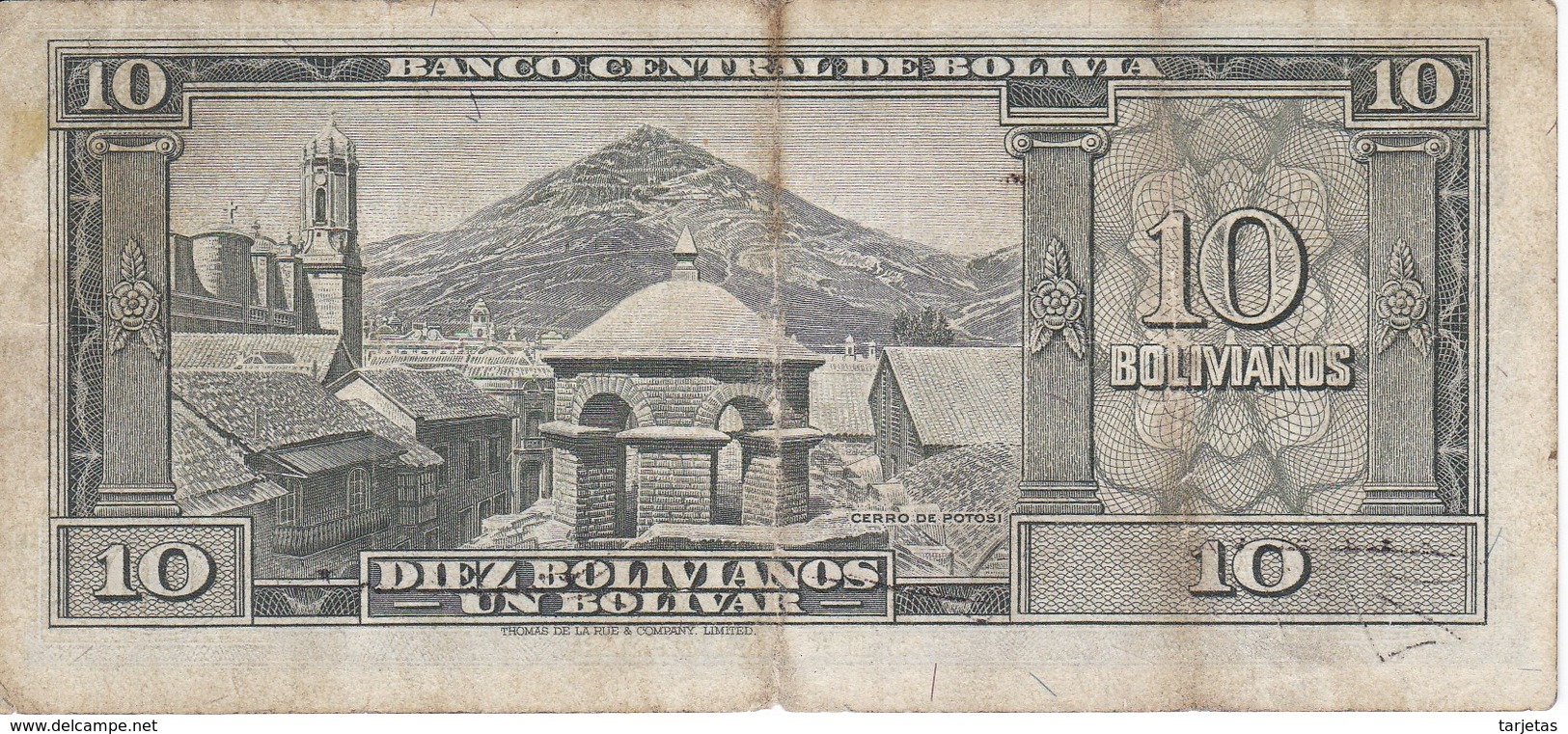 BILLETE DE BOLIVIA DE 10 BOLIVIANOS DEL AÑO 1951 (BANKNOTE) - Bolivia