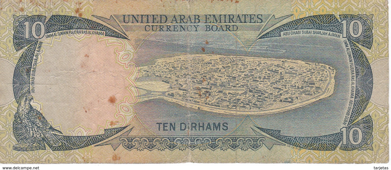 BILLETE DE EMIRATOS ARABES DE 10 DIRHAMS DEL AÑO 1973  (BANKNOTE) - Emirati Arabi Uniti