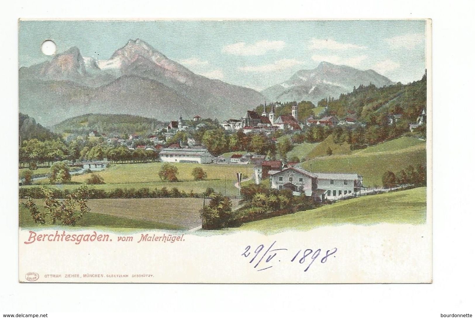 Berchtesgaden Vom Malerhugel  CPA Allemagne 1898 -Carte Perforée- - Berchtesgaden