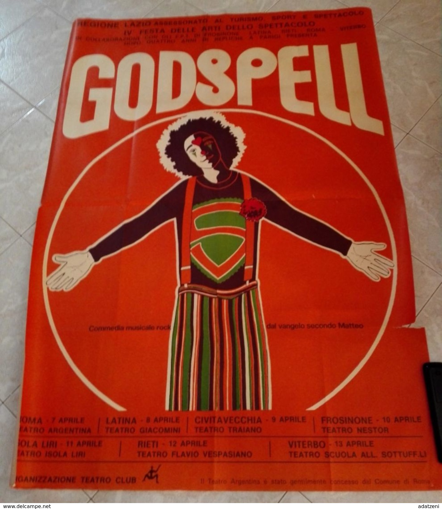 LOCANDINA GODSPELL COMMEDIA MUSICALE ROCK DAL VANGELO SECONDO MATTEO ROMA TEATRO ARGENTINA  LATINA TEATRO GIACOMINI CIVI - Affiches