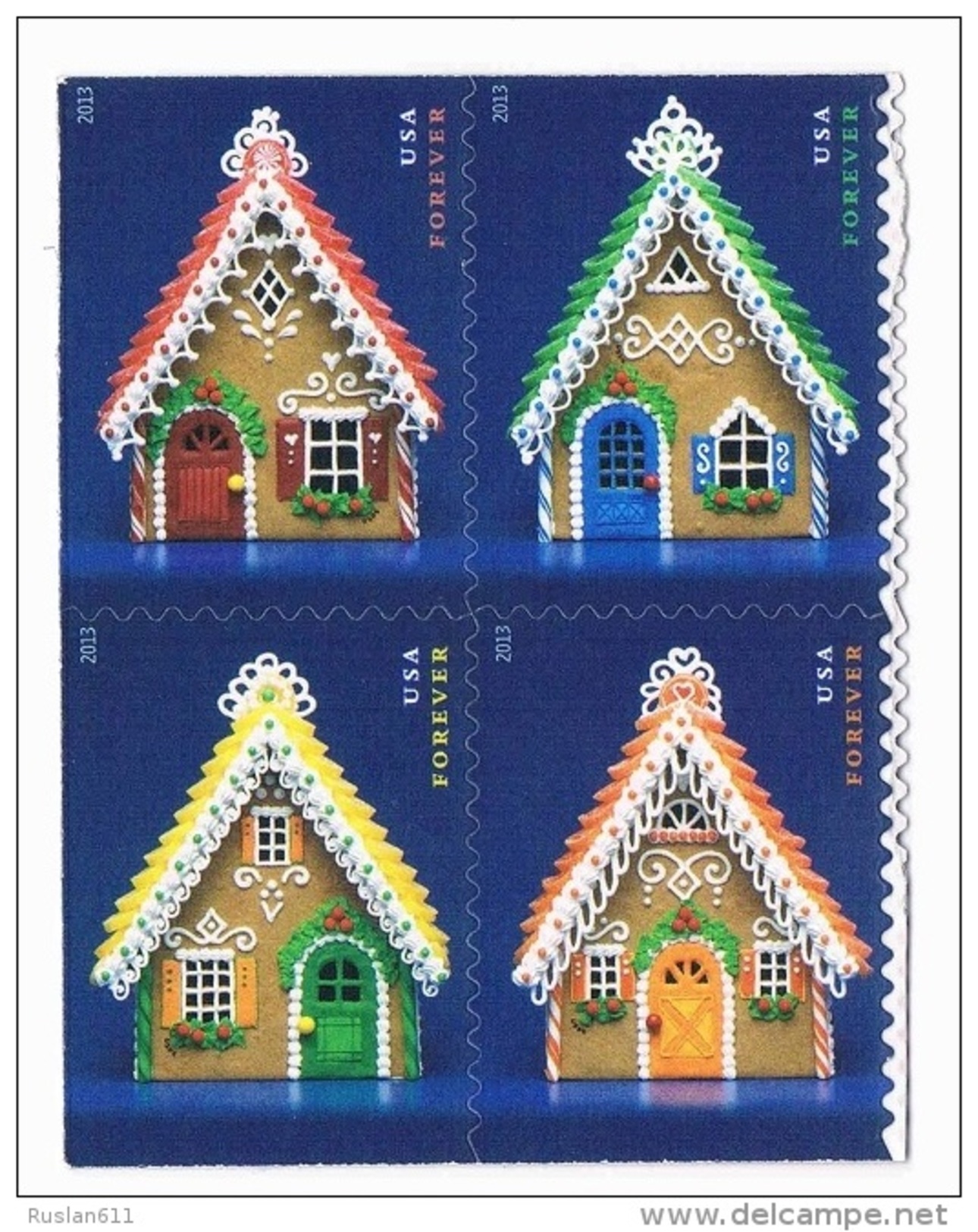 USA 2013 #4817/20 Gingerbread Houses 0,49&#1089;  X 4  MNH ** - Unused Stamps