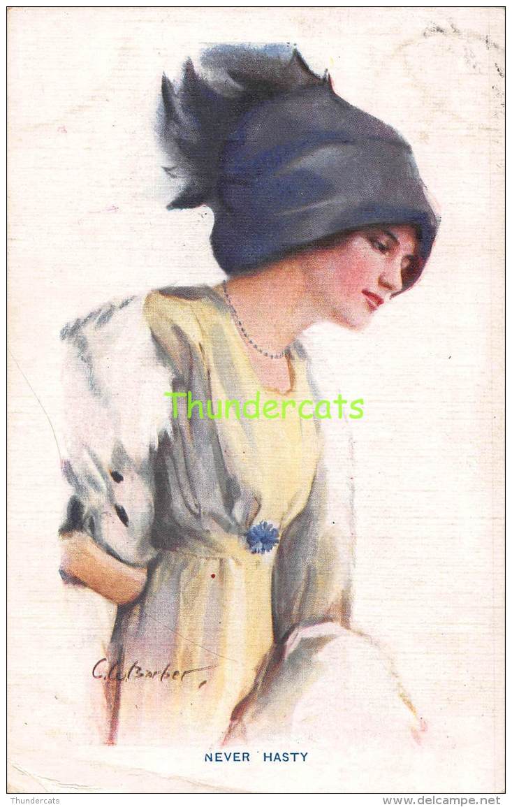 CPA FEMME   ILLUSTRATEUR COURT BARBER  ARTIST SIGNED GLAMOUR LADY  ( PLI - CREASE ) - Barber, Court