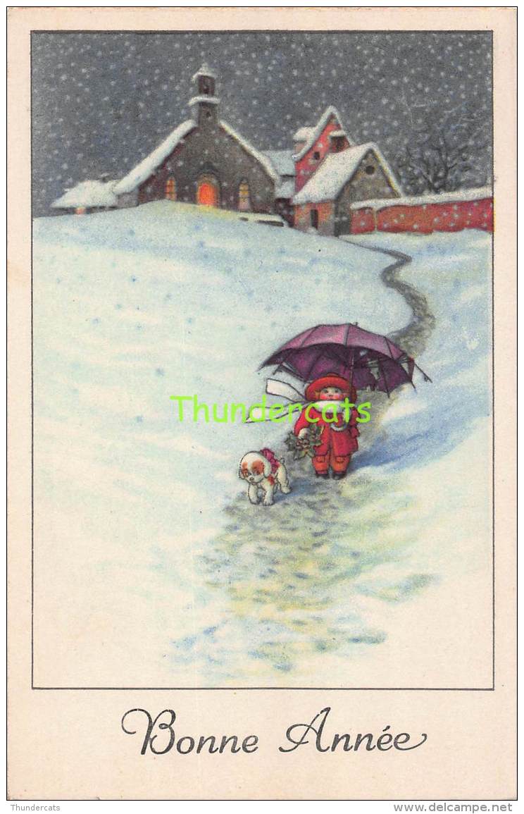 CPA DESSIN ENFANT CHIEN BONNE ANNEE " STYLE BERTIGLIA " NEW YEAR CHILDREN DOG DRAWN CARD  A R I B 2701 - New Year