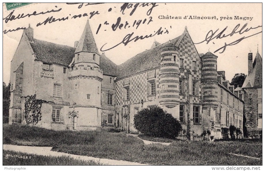 Magny Chateau D'Alincourt Envoyee Par Pionnier Alfred Leblanc Apres Vol En Ballon Aviation 1907 - Montgolfières