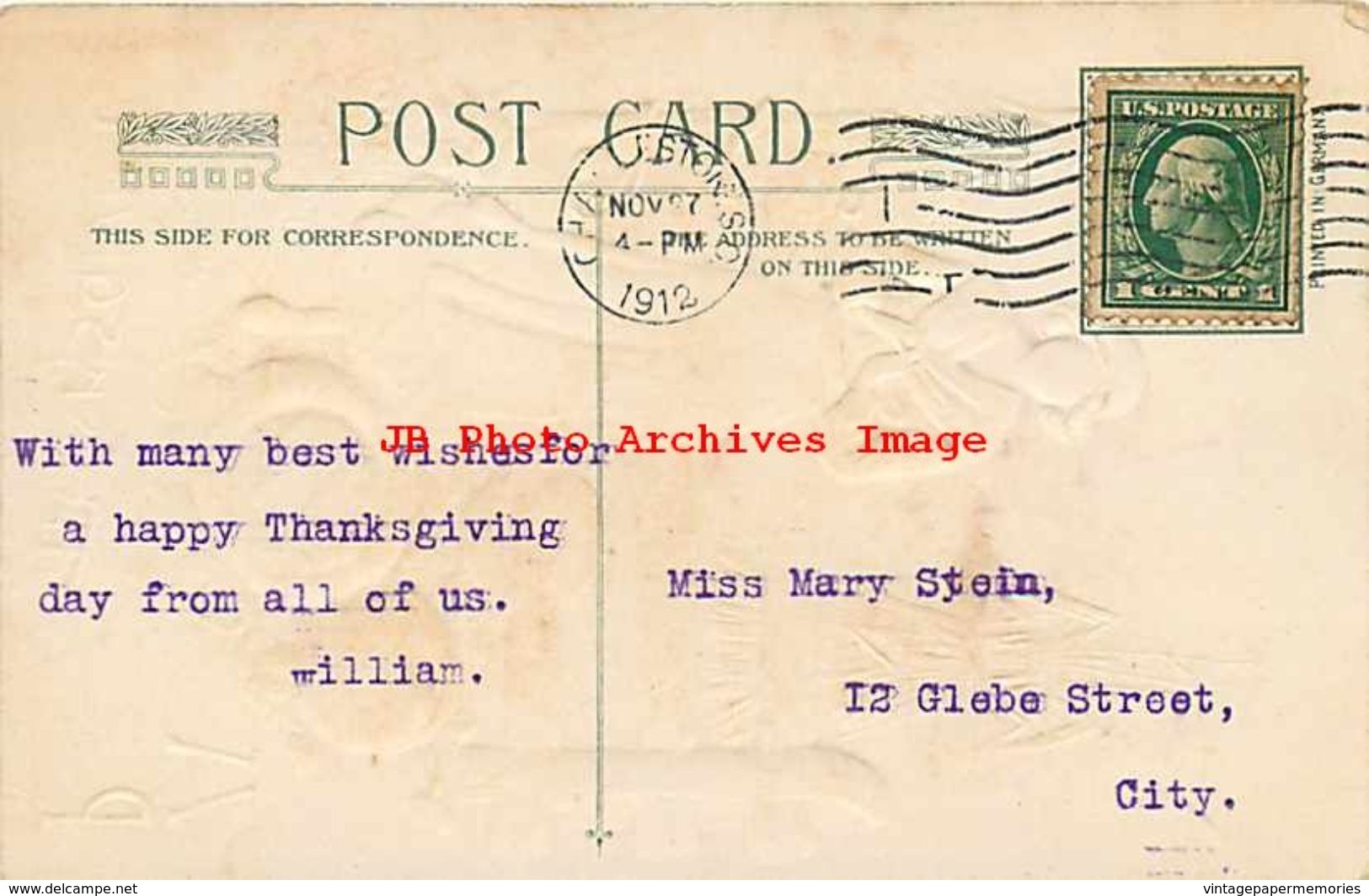 250339-Thanksgiving, Winsch 1911 WIN01-5, Samuel Schmucker, Pilgrim Woman Standing Over Pumpkins In Field - Giorno Del Ringraziamento