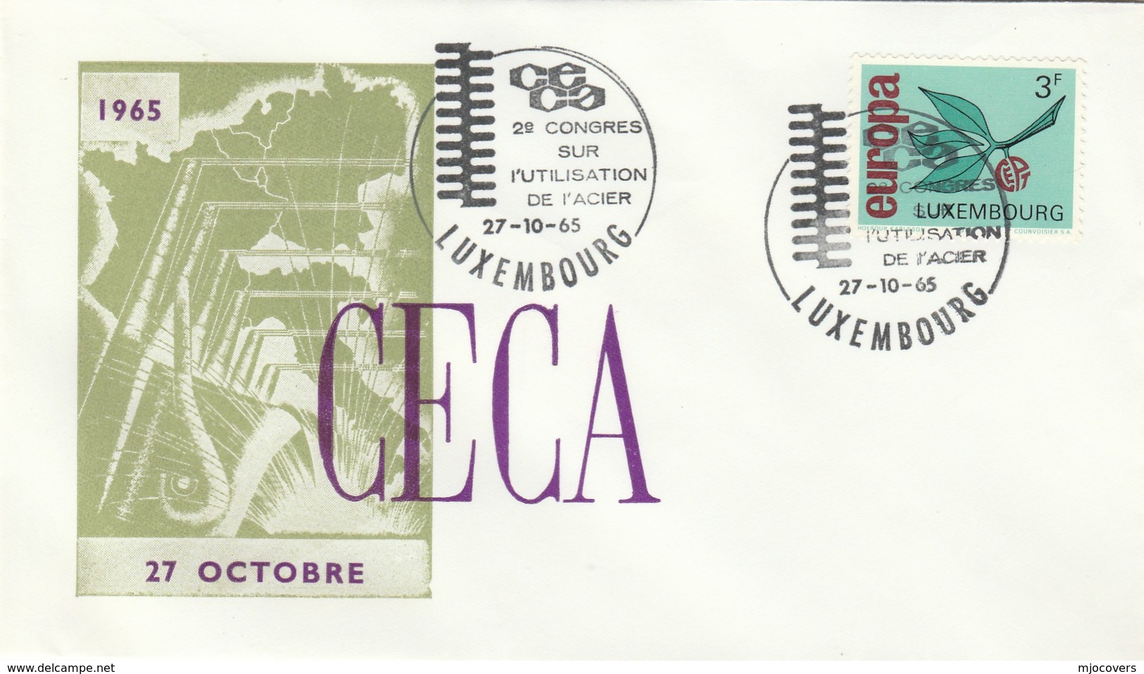 1965 LUXEMBOURG CECA Uses Of STEEL CONGRESS EVENT COVER Stamps EUROPA European Community Inudstry Metal - Covers & Documents