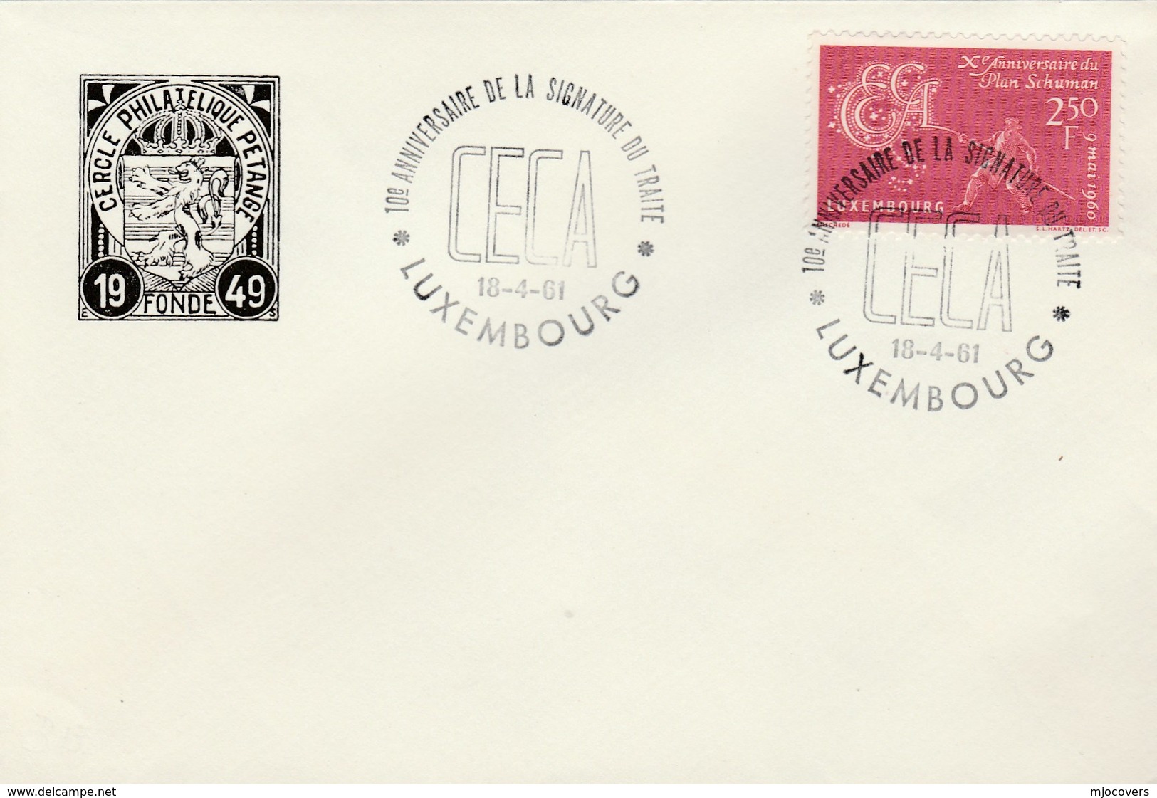 1961 LUXEMBOURG CECA EVENT COVER Stamps European Community - Storia Postale