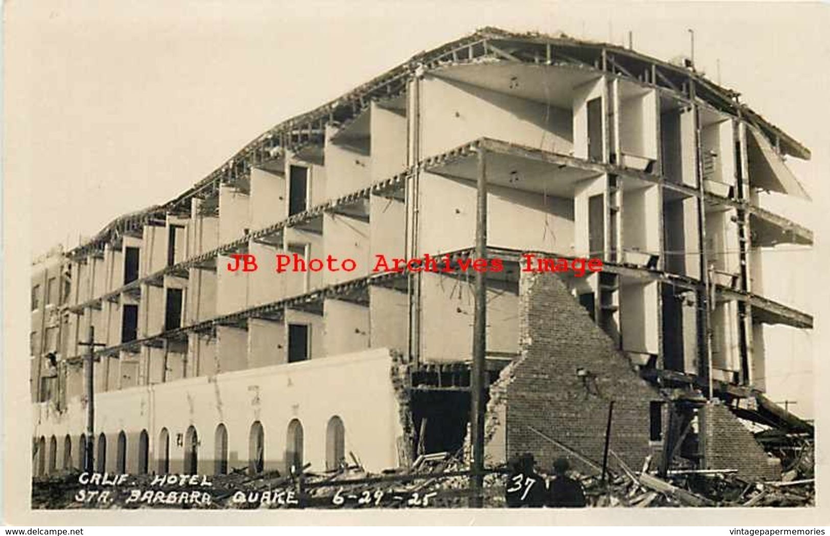 251663-California, Santa Barbara, RPPC, 1925 Earthquake Damage, California Hotel, Photo No 37 - Santa Barbara