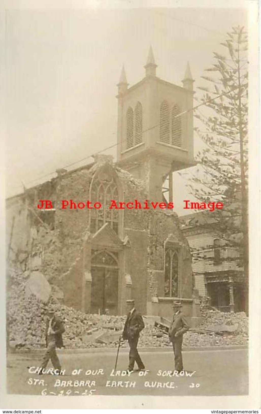 251667-California, Santa Barbara, RPPC, 1925 Earthquake Damage, Churh Of Our Lady Of Sorrow, Photo No 20 - Santa Barbara